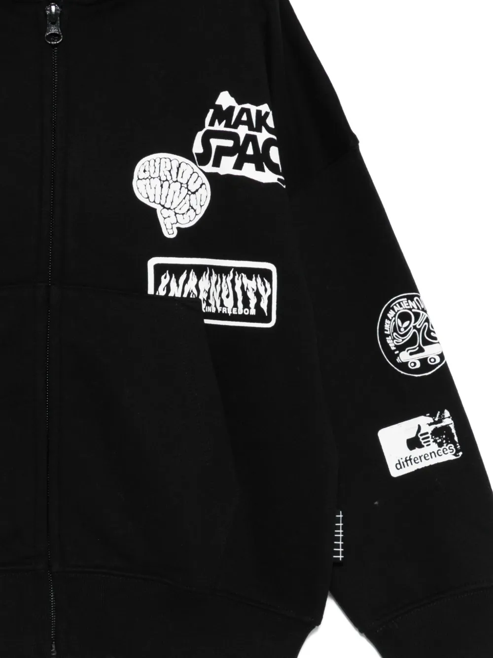 Molo Hoodie met patchdetail en rits Zwart