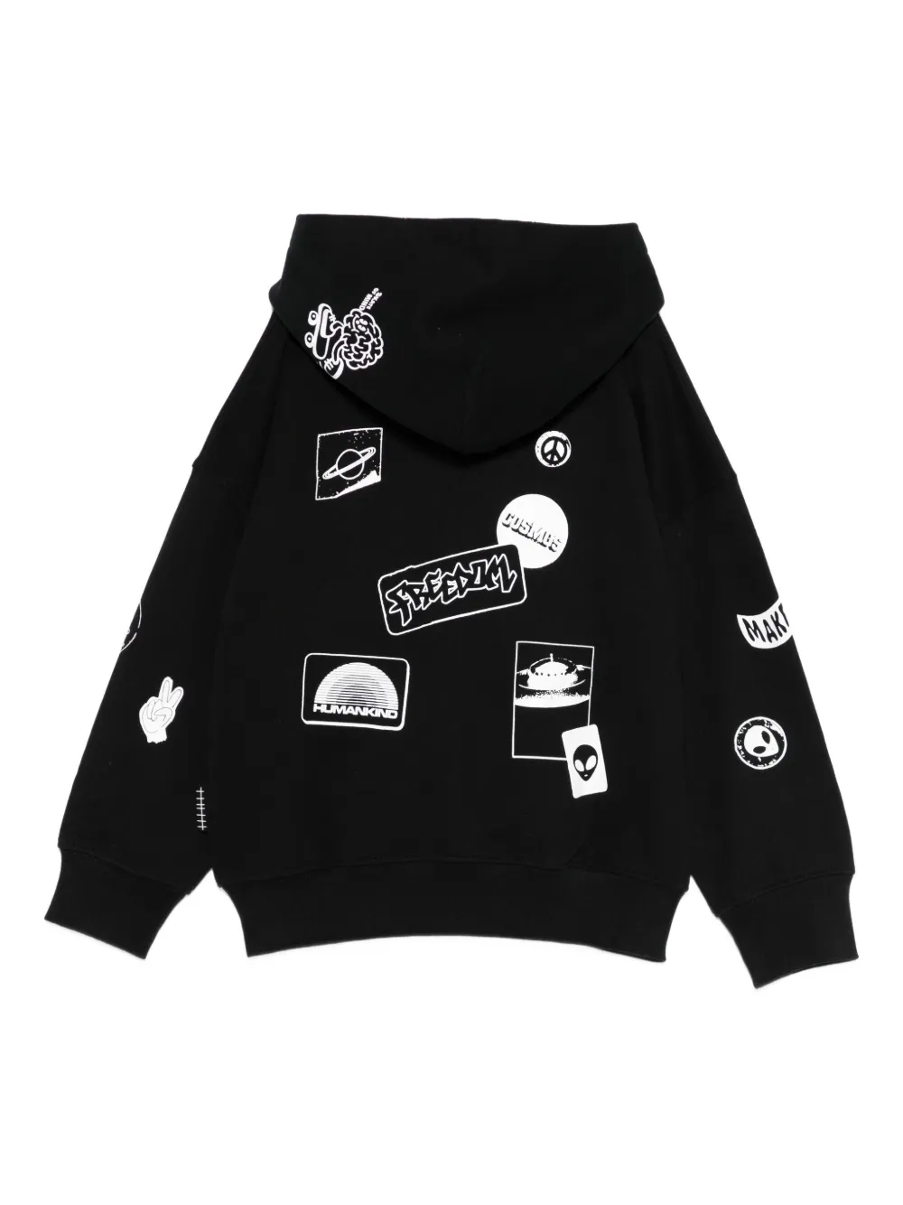 Molo Hoodie met patchdetail en rits Zwart