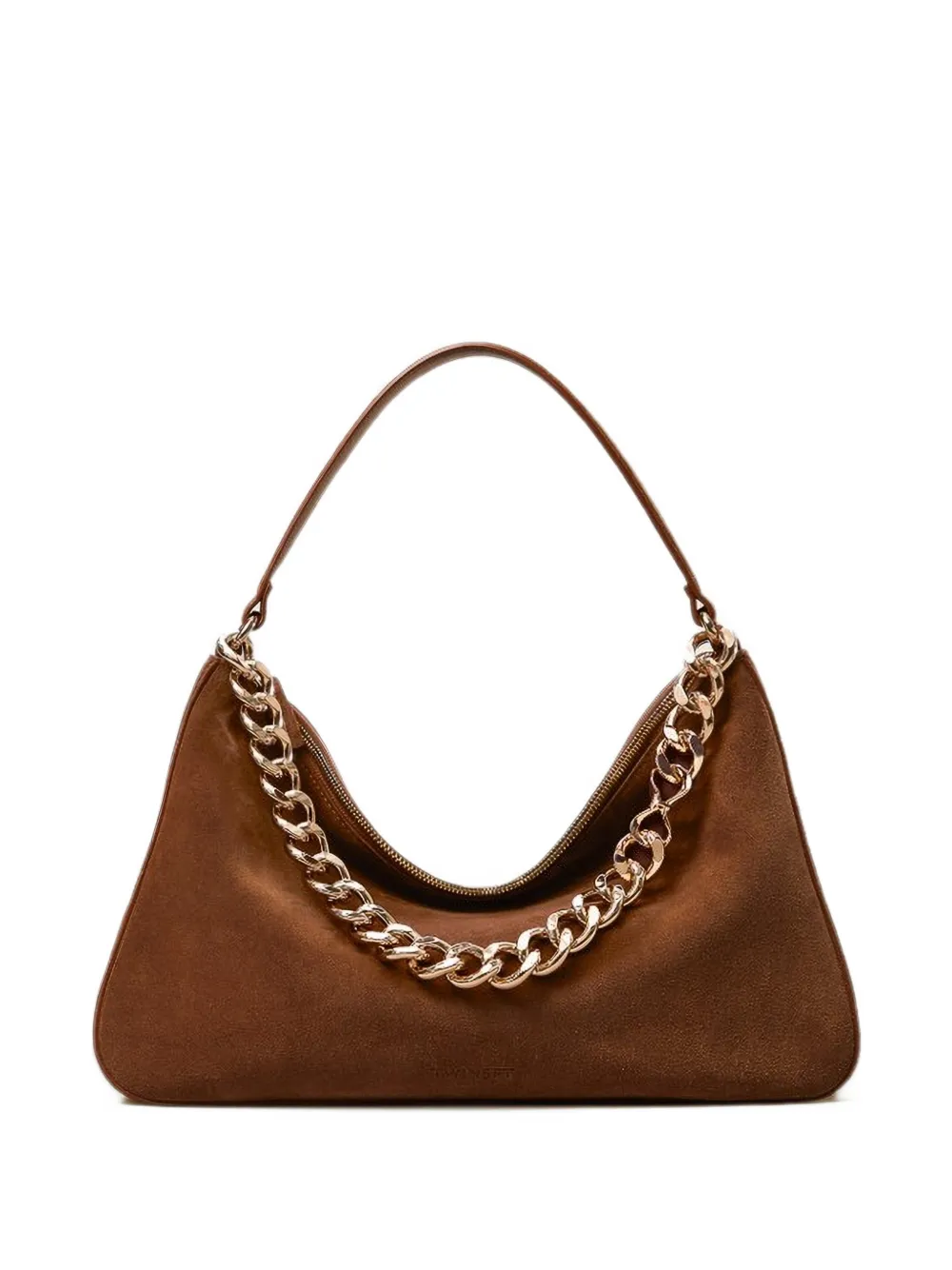 TWINSET Liliane chain-embellished suede shoulder bag - Marrone