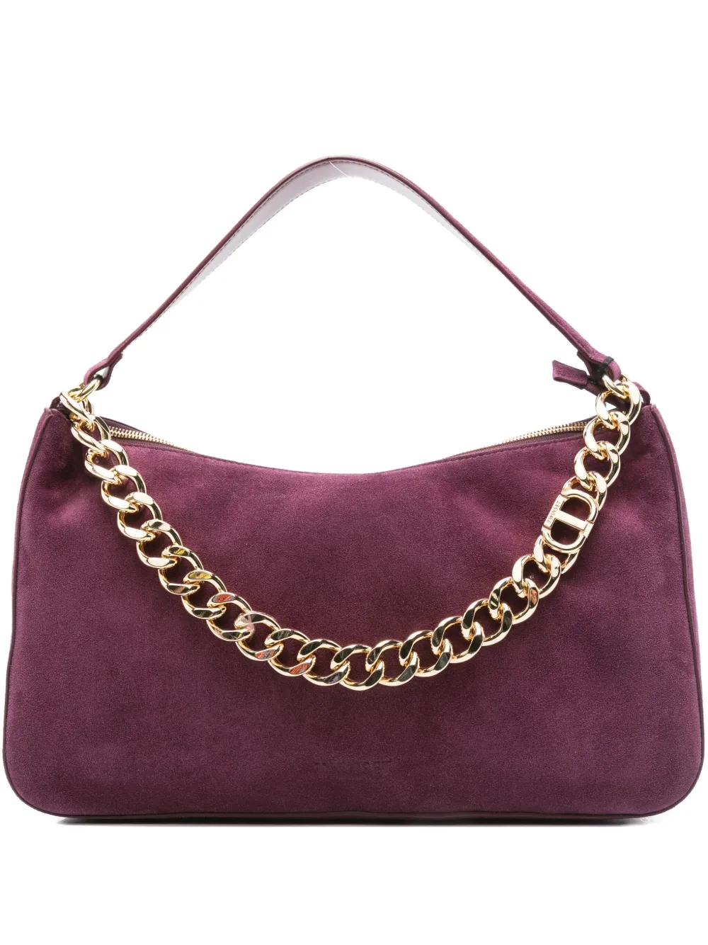 TWINSET Liliane chain-embellished suede shoulder bag - パープル TWINSET Liliane chain-embellished suede shoulder bag - パープル