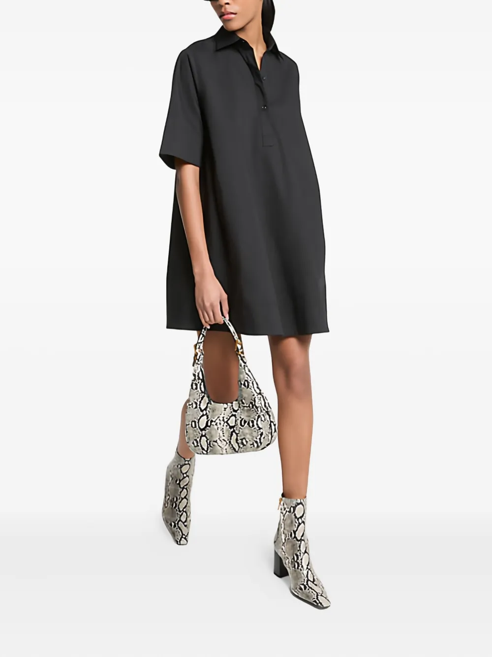 Michael Michael Kors Button-closure Mini Shirt Dress In Black