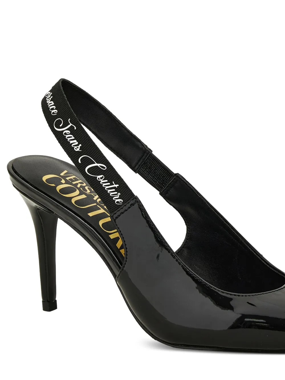 Versace Jeans Couture slingback patent leather pumps Black