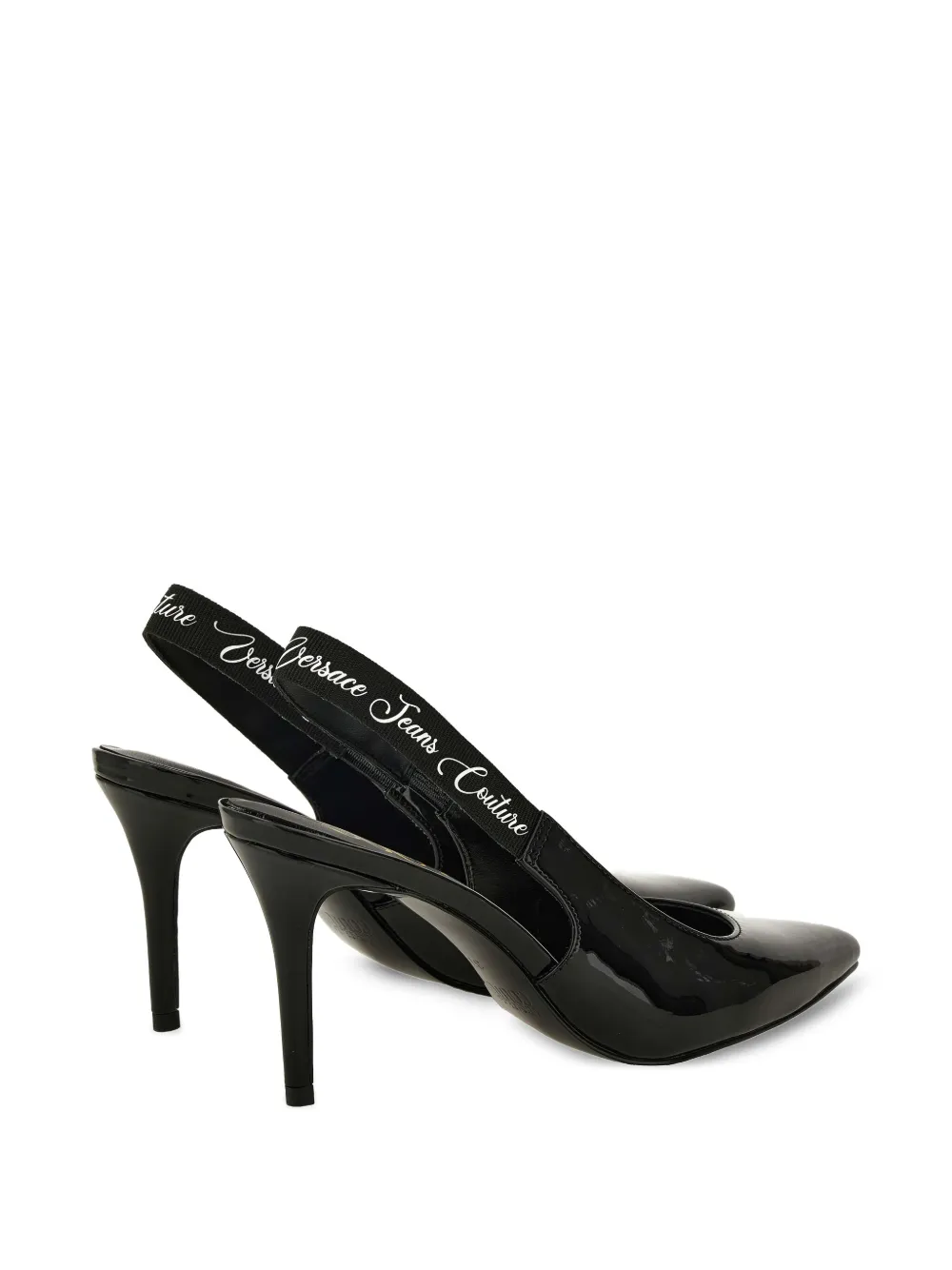 Versace Jeans Couture slingback patent leather pumps Black