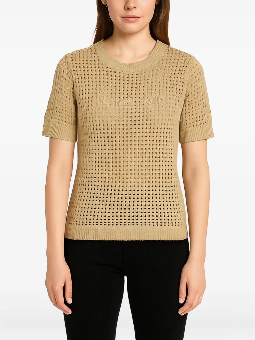 Michael Michael Kors Openwork T-shirt In Nude
