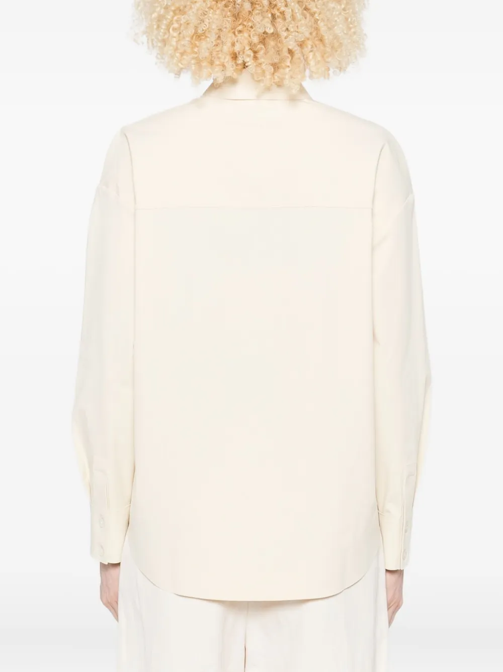 Max Mara Blouse met lange mouwen en kraag Beige