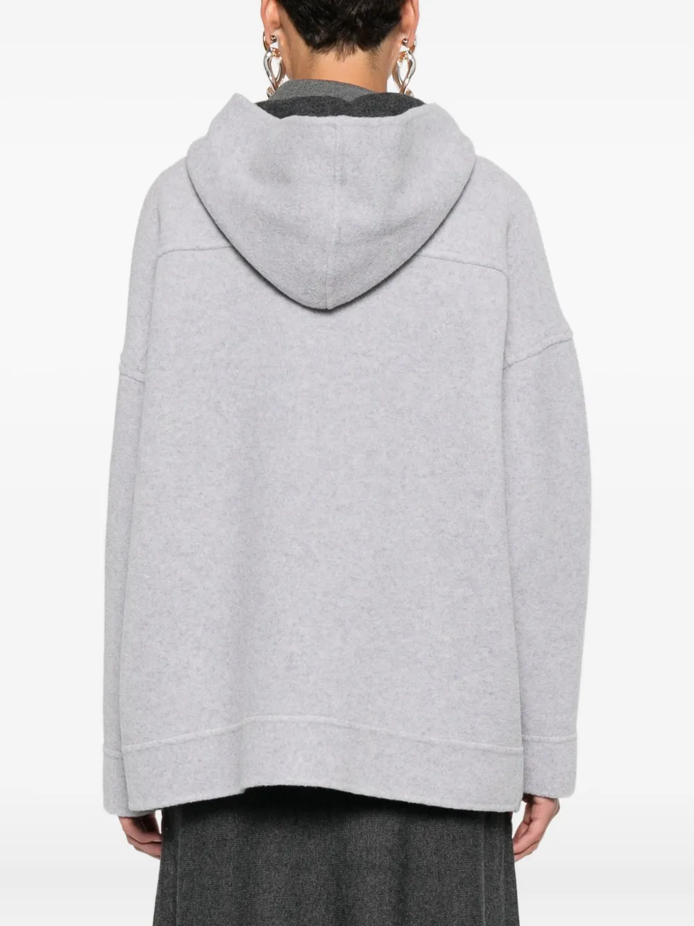 Max Mara Hooded Zip-front Jacket In Gray