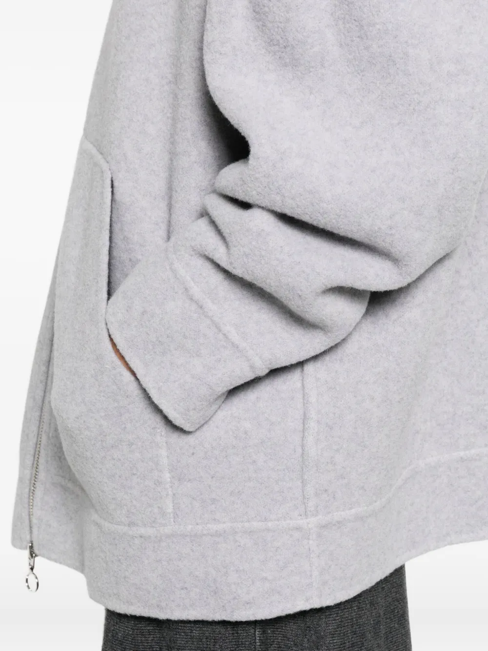 Max Mara Hooded Zip-front Jacket In Gray