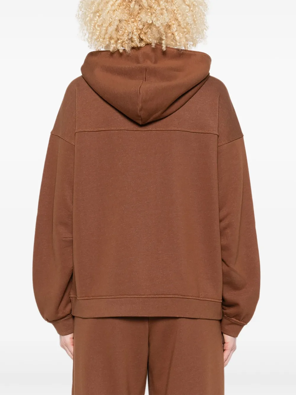 Max Mara Logo-embroidered Zip-up Hoodie In Brown