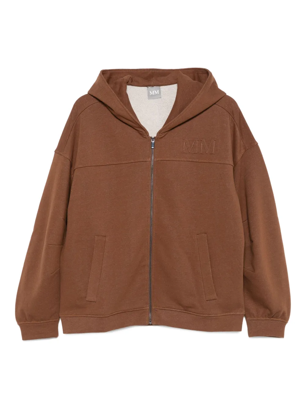 Max Mara Logo-embroidered Zip-up Hoodie In Brown
