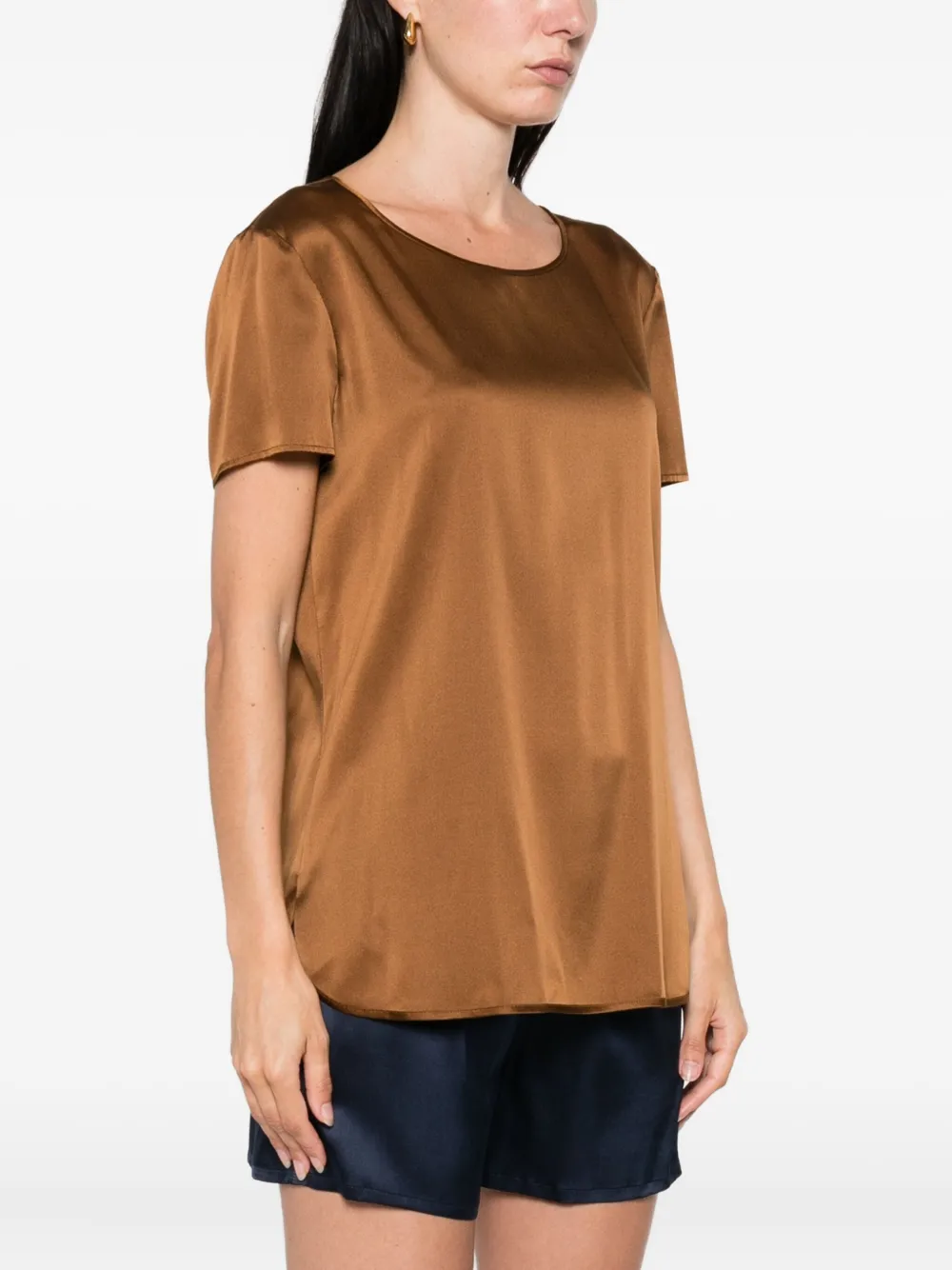 Max Mara Satijnen top met korte mouwen Bruin