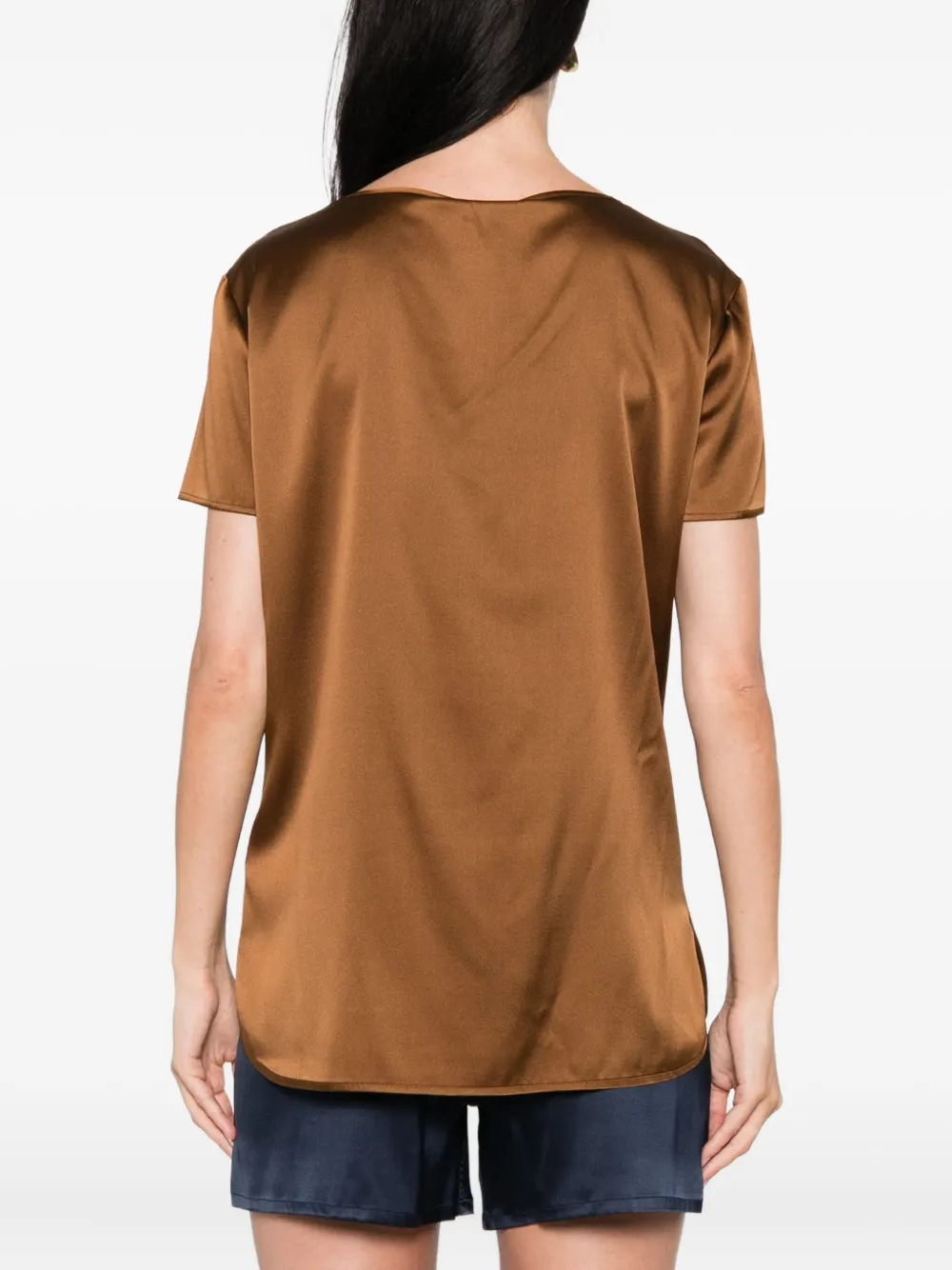 Max Mara Satijnen top met korte mouwen Bruin