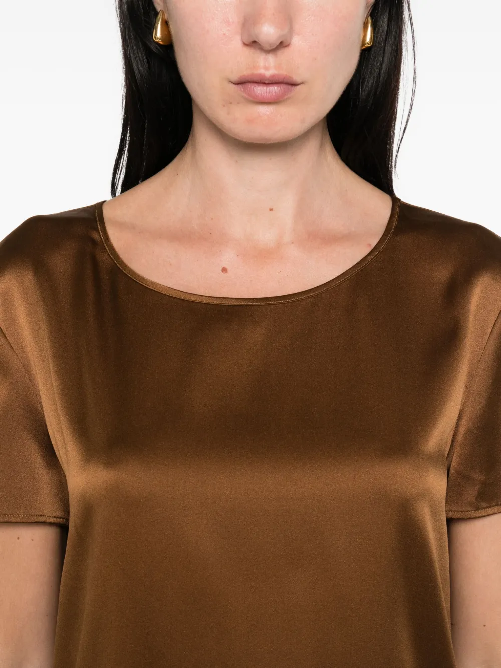 Max Mara Satijnen top met korte mouwen Bruin