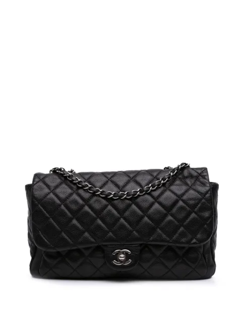 CHANEL Pre-Owned 2013-2014 große Now and Forever Flap Schultertasche aus gestepptem Kaviarleder