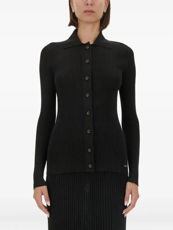 Kiton Buttoned Ribbed Top in Black