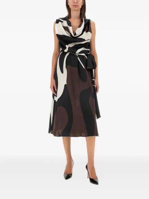 Kiton cowl-neck abstract midi dress