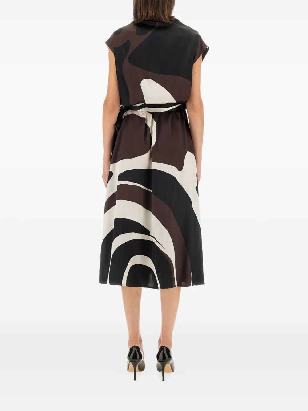 Kiton Cowl-neck Abstract Midi Dress In Black