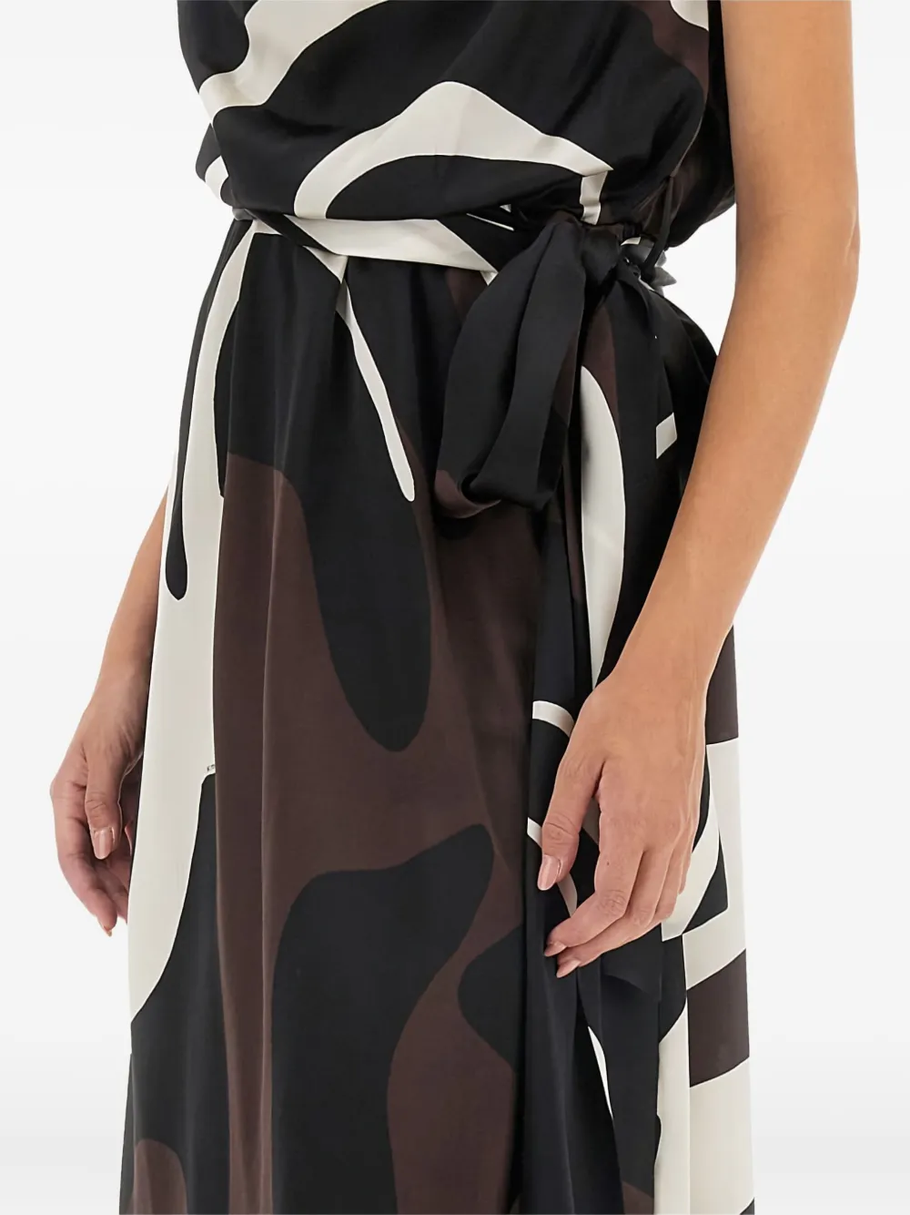 Kiton Cowl-neck Abstract Midi Dress In Black