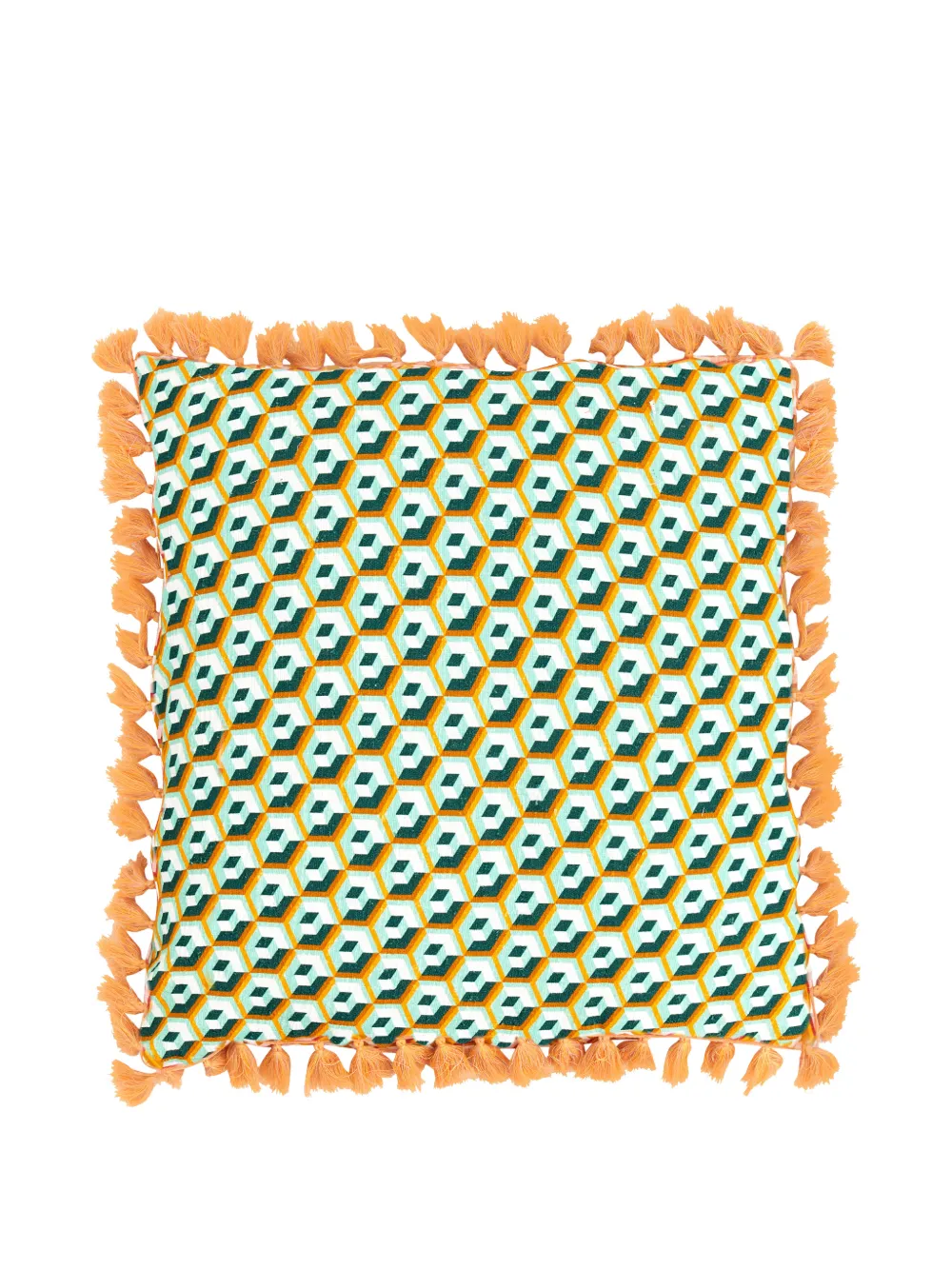 La DoubleJ tassel geometric cushion - Weiß