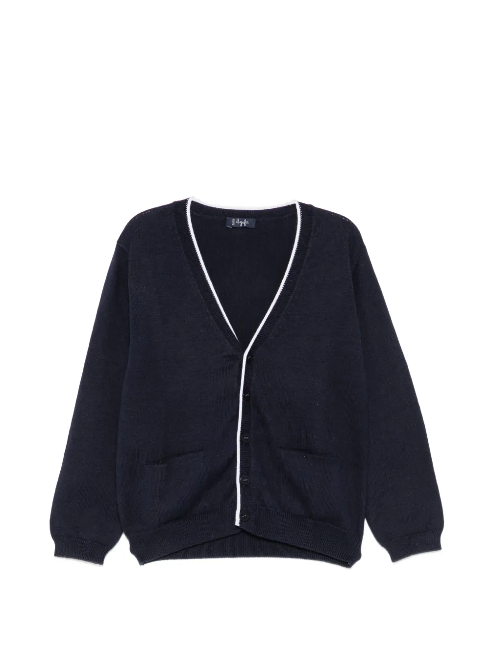 Il Gufo contrast-trim V-neck cardigan - Blu