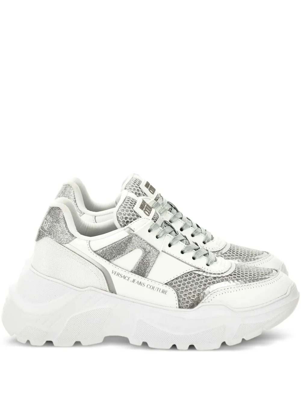 Versace Jeans Couture glitter-panelled chunky trainers White