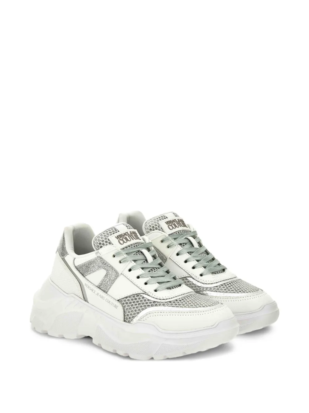 Versace Jeans Couture glitter-panelled chunky trainers White