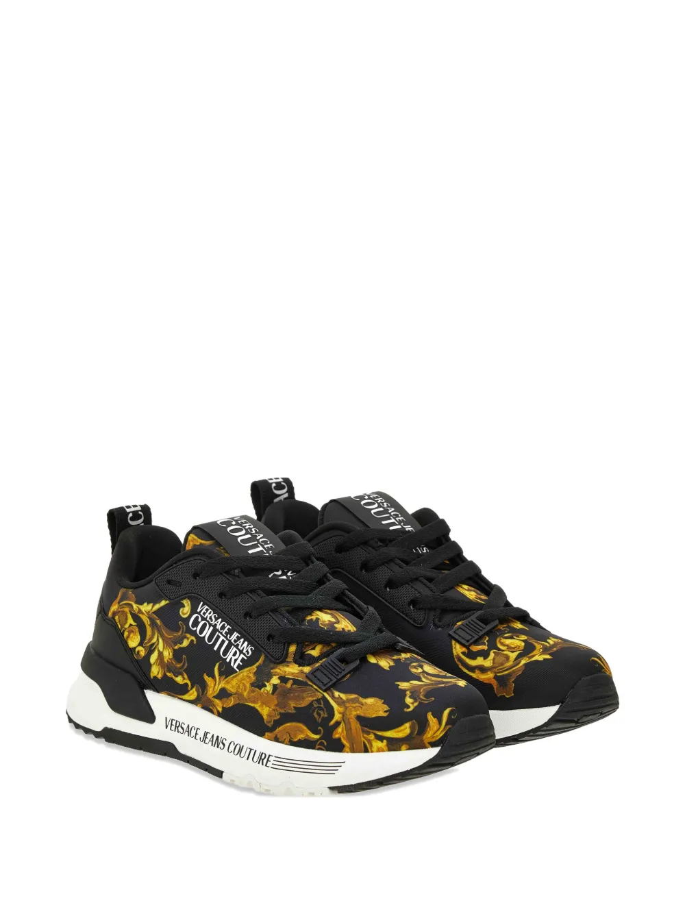 Versace Jeans Couture Dynamic baroque-print sneakers Black