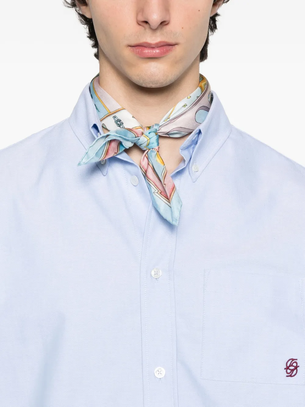Drôle De Monsieur embroidered organic cotton shirt Blauw