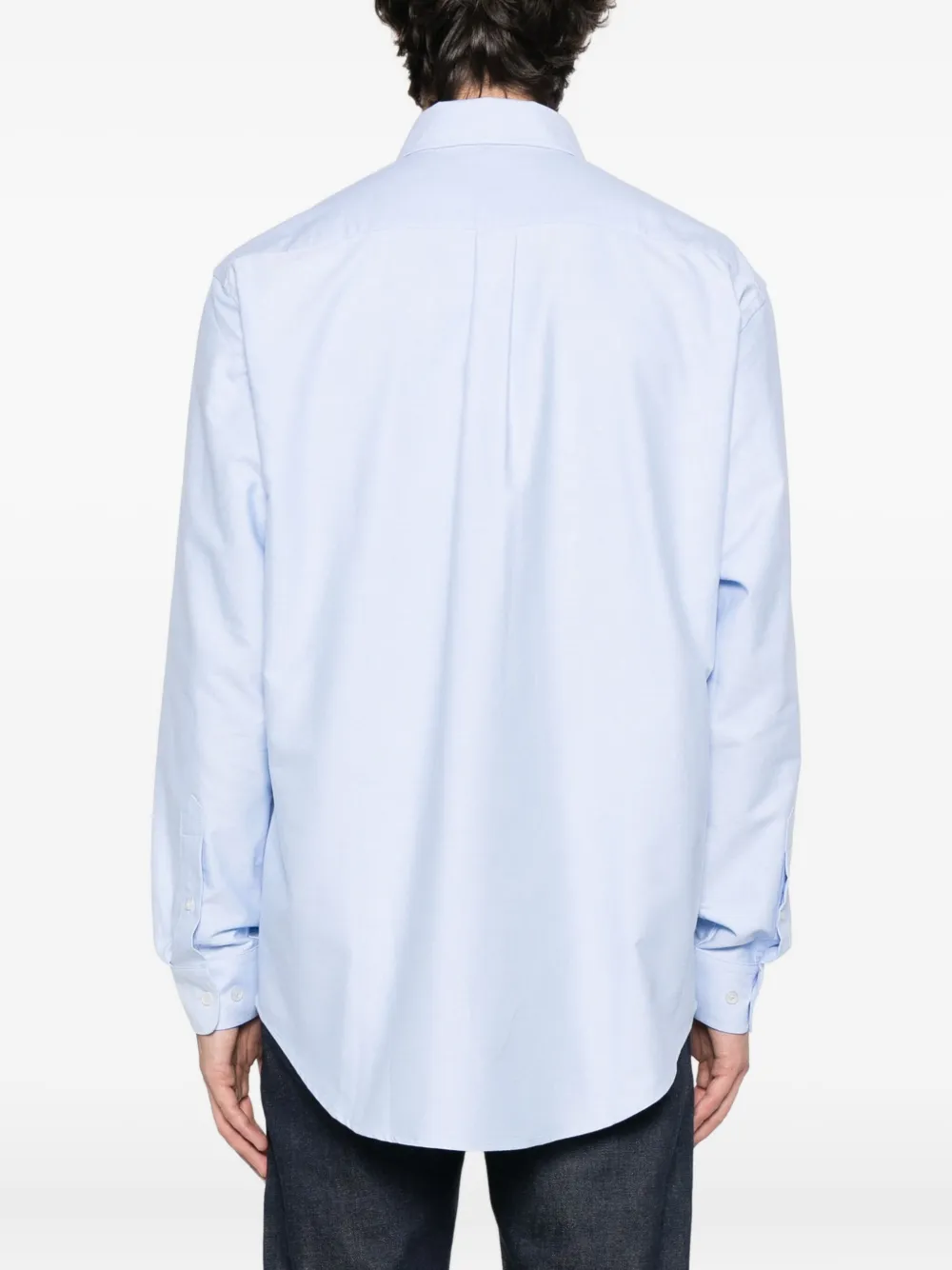 Drôle De Monsieur embroidered organic cotton shirt Blauw