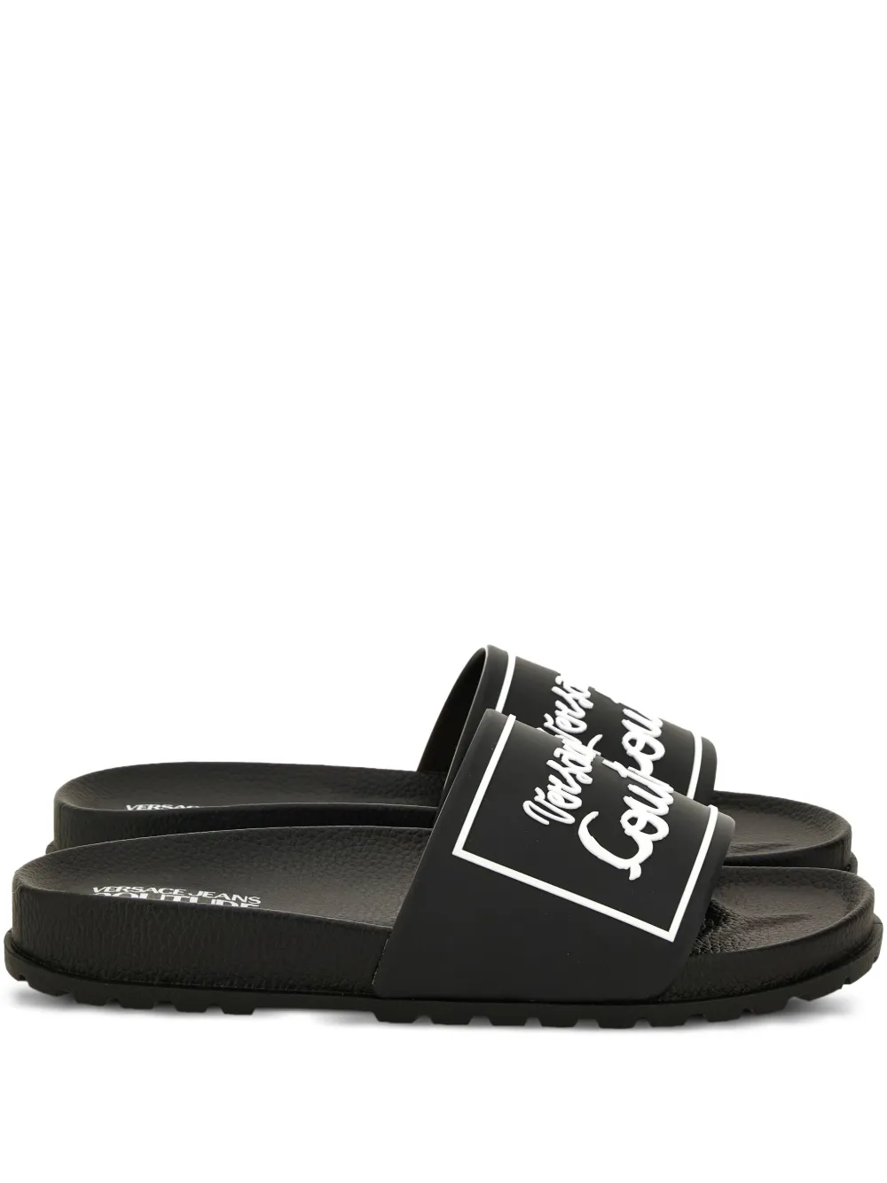 Versace Jeans Couture logo-plaque slides Black