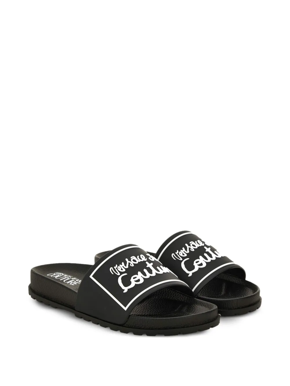 Versace Jeans Couture logo-plaque slides Black