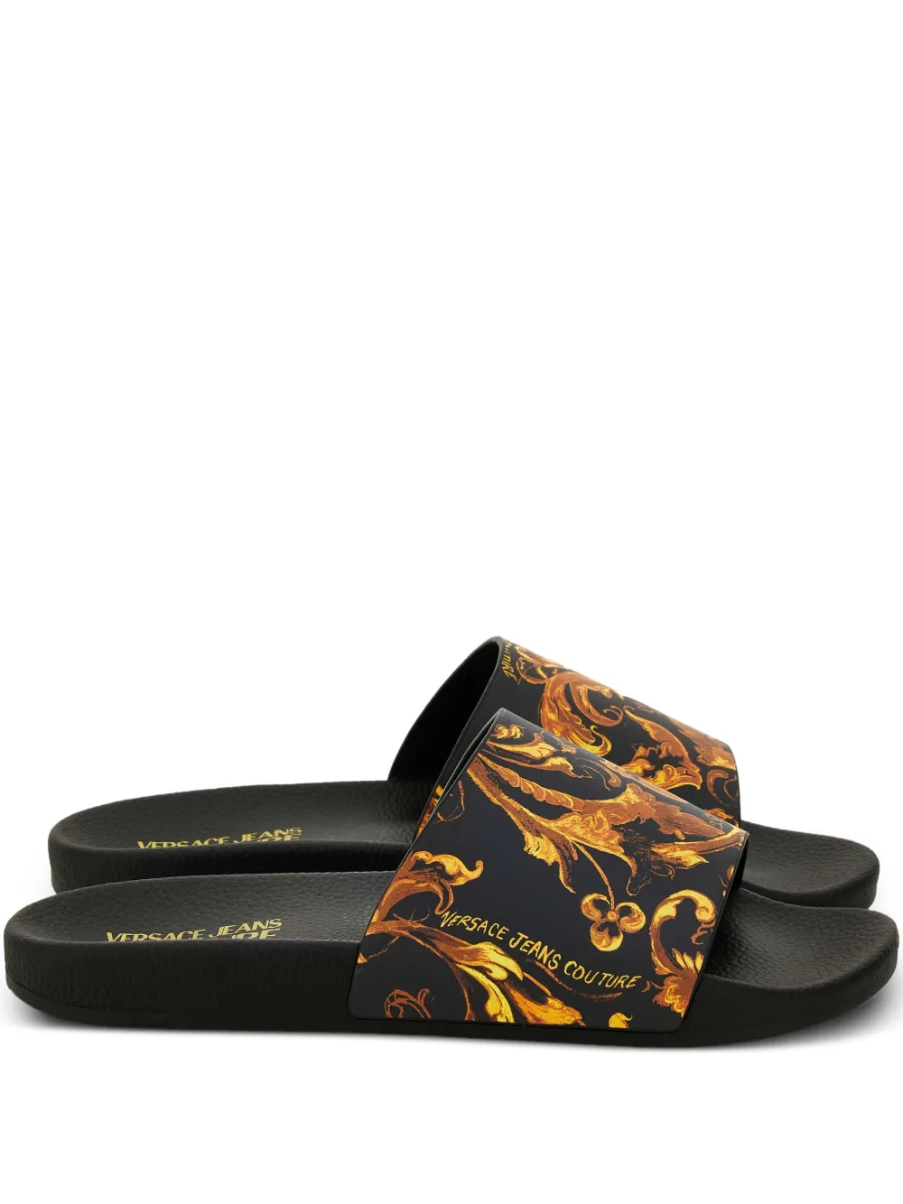 Versace Jeans Couture baroque-print slides Black
