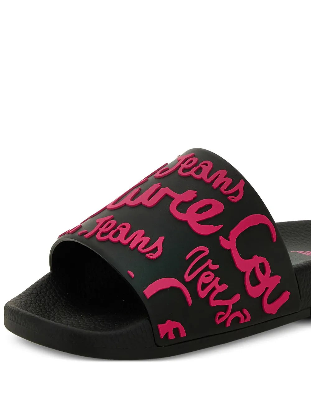 Versace Jeans Couture Logo-print Slides In Black