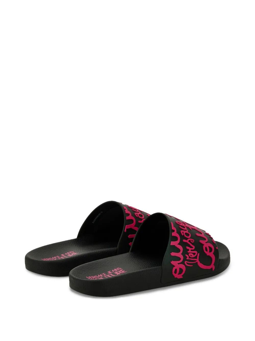 Versace Jeans Couture Logo-print Slides In Black
