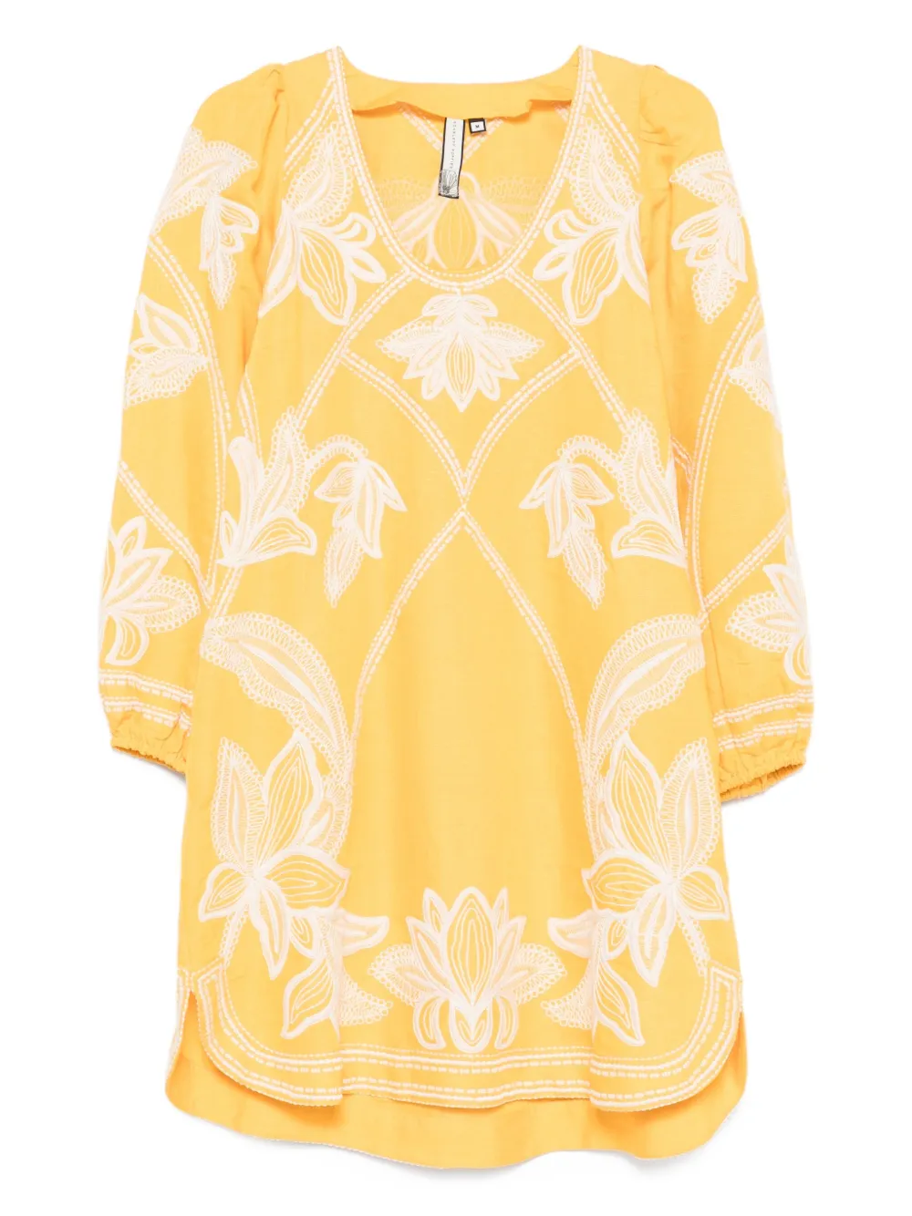 SCARLETT POPPIES Eileen floral-embroidered mini dress | Yellow | Image 1
