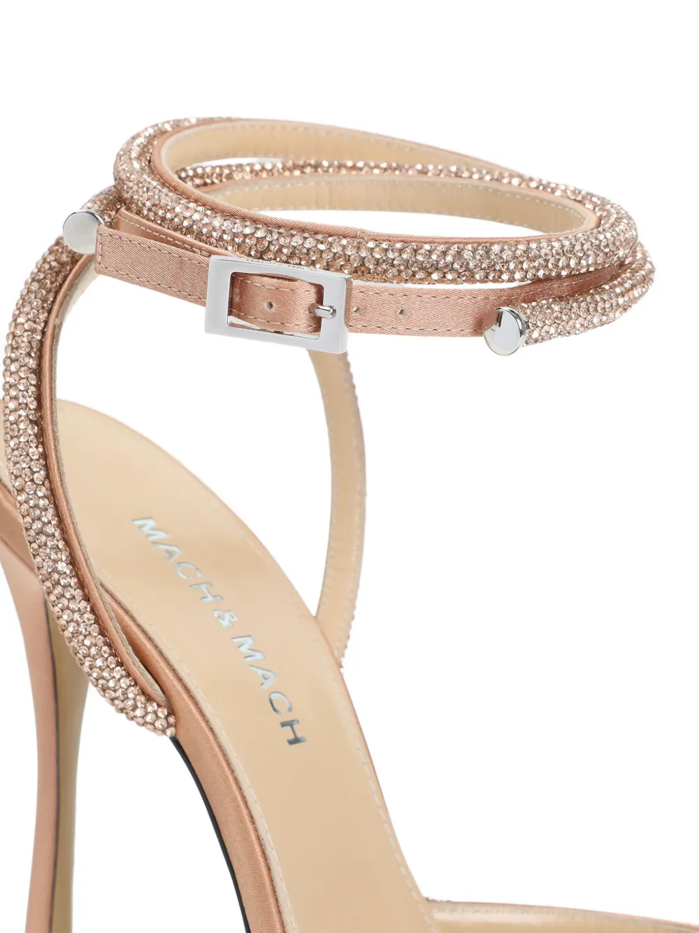 MACH & MACH 110mm Double Bow crystal-embellished satin pumps Neutrals