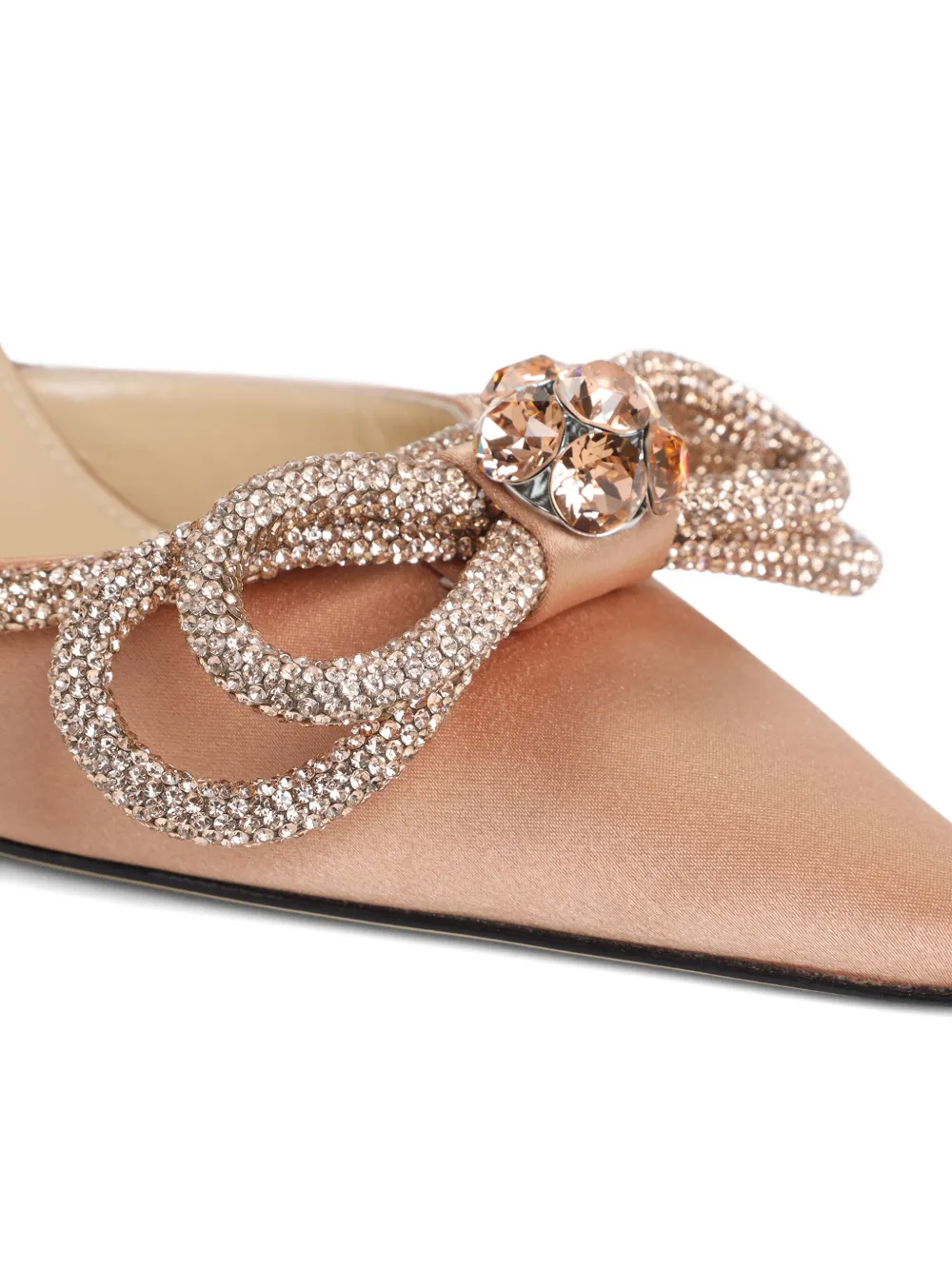 MACH & MACH 110mm Double Bow crystal-embellished satin pumps Neutrals