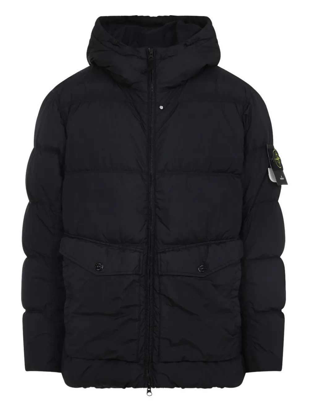 Stone Island compass-appliqué padded jacket Zwart