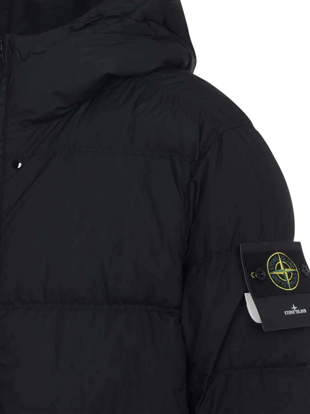 Stone Island compass-appliqué padded jacket Zwart