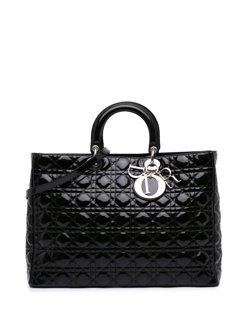 Christian Dior Pre-Owned 2010 Extra Large Patent Cannage Lady Dior satchel | Black | Image 1