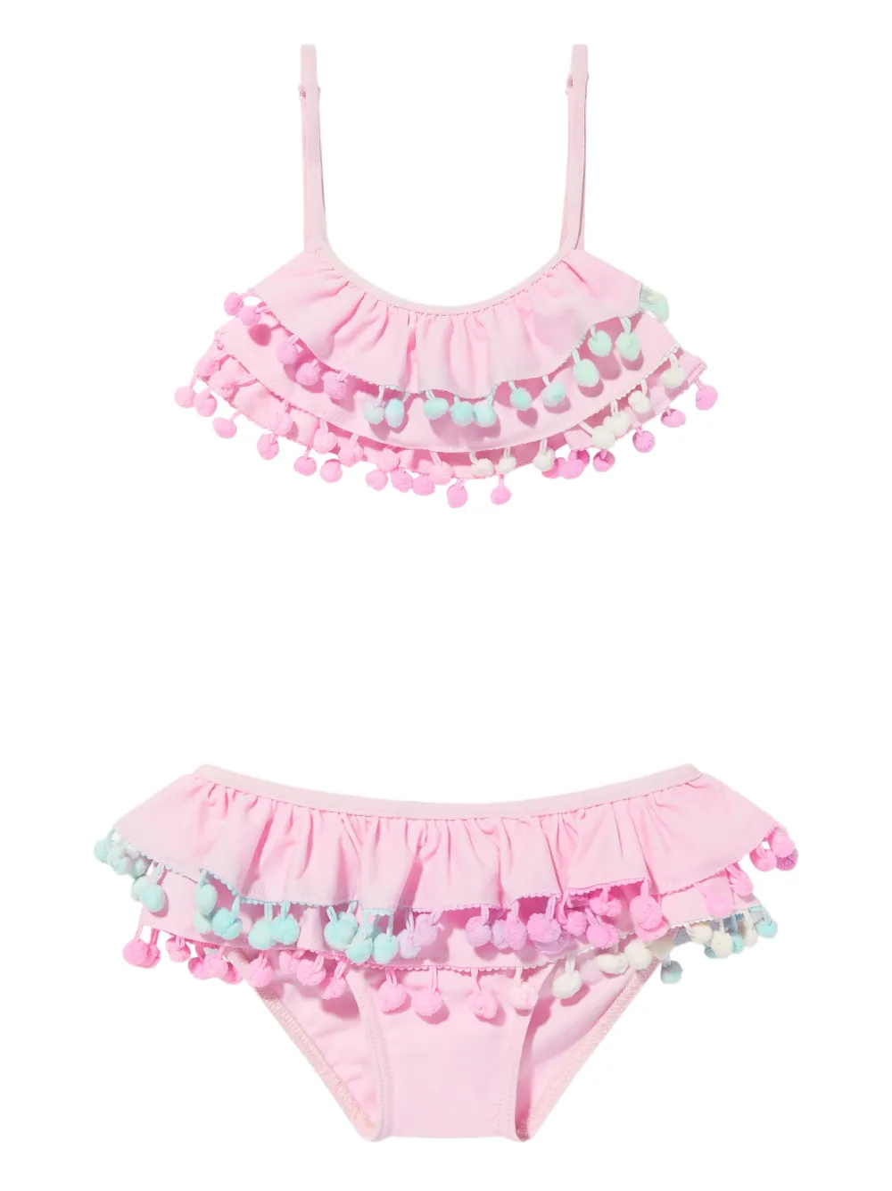 SELINIACTION KIDS ruffled pom-pom bikini - ピンク SELINIACTION KIDS ruffled pom-pom bikini - ピンク