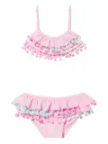SELINIACTION KIDS ruffled pom-pom bikini - Pink