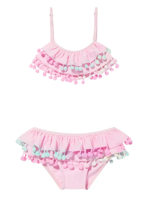 SELINIACTION KIDS ruffled pom-pom bikini