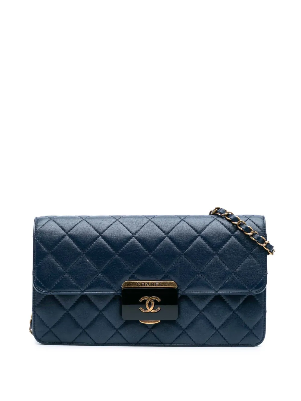CHANEL Pre-Owned 2016-2017 ミディアム シープスキン ビューティー ロック フラップ ショルダーバッグ - ブルー CHANEL Pre-Owned 2016-2017 ミディアム シープスキン ビューティー ロック フラップ ショルダーバッグ - ブルー