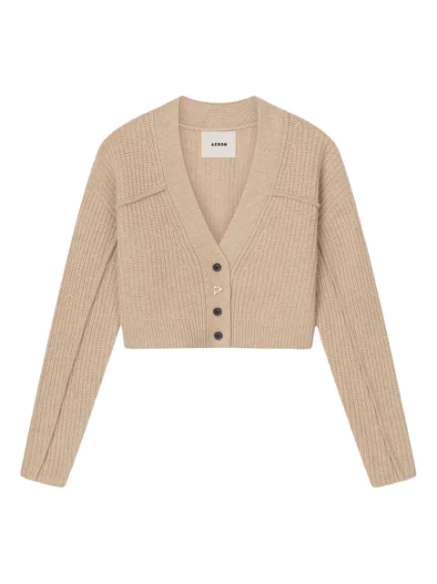 AERON Cardigan canelado com gola V