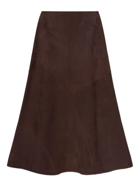 AERON leather A-line midi skirt