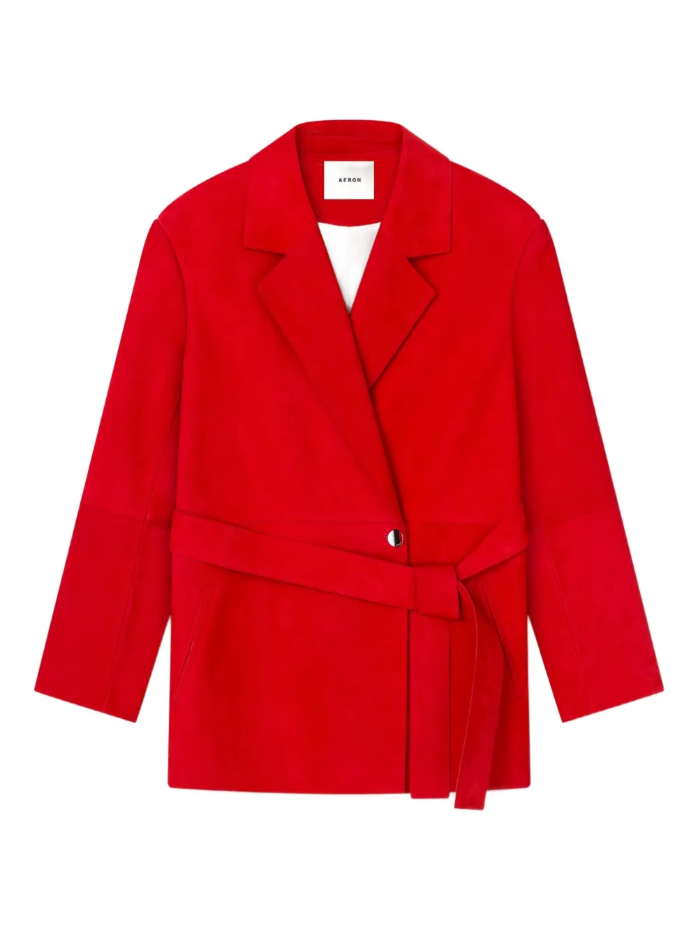 AERON Leren jack met ceintuur Rood