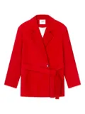 AERON leather belted jacket - Red
