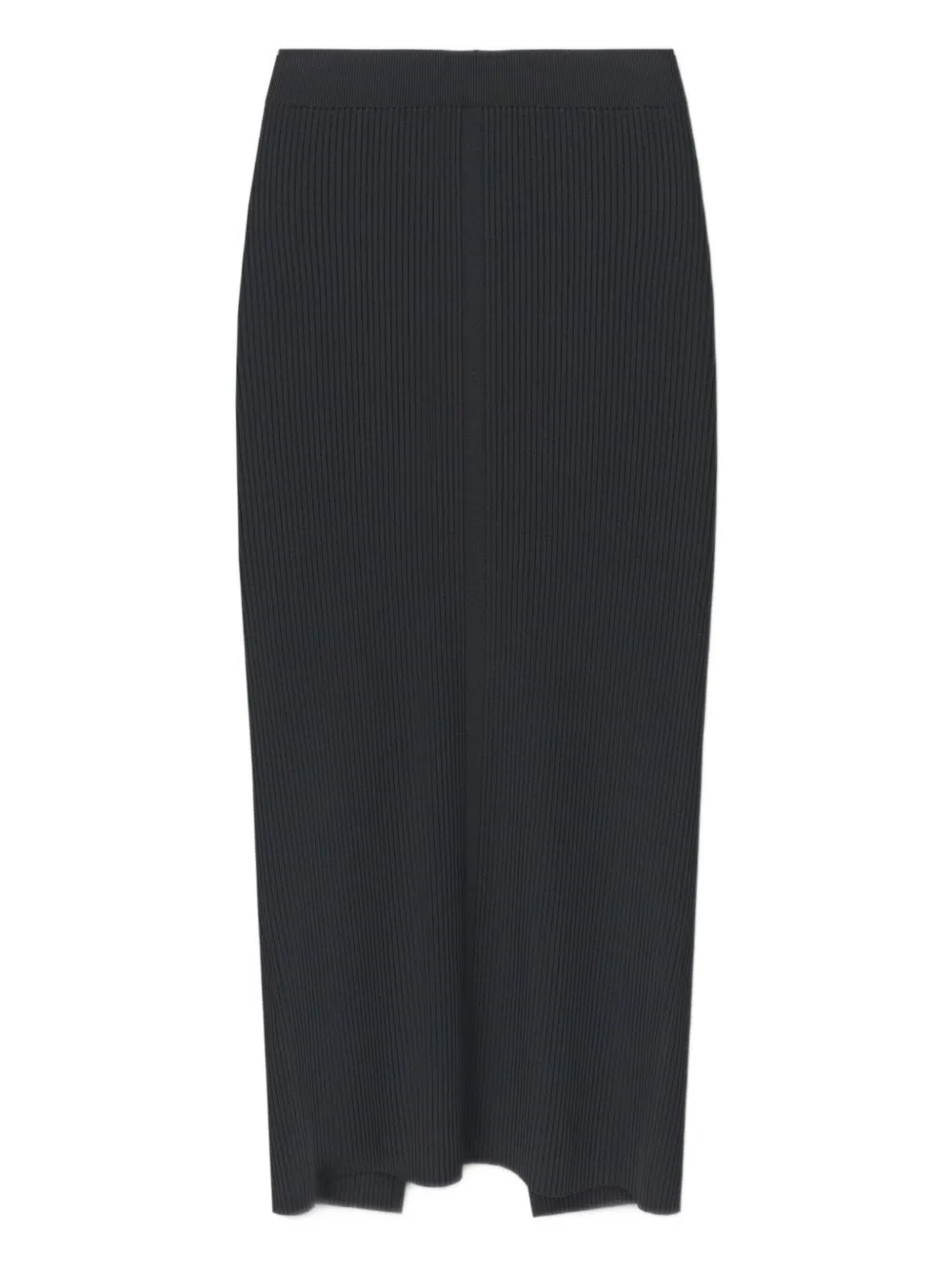 AERON Geribbelde high waist midi-rok Zwart