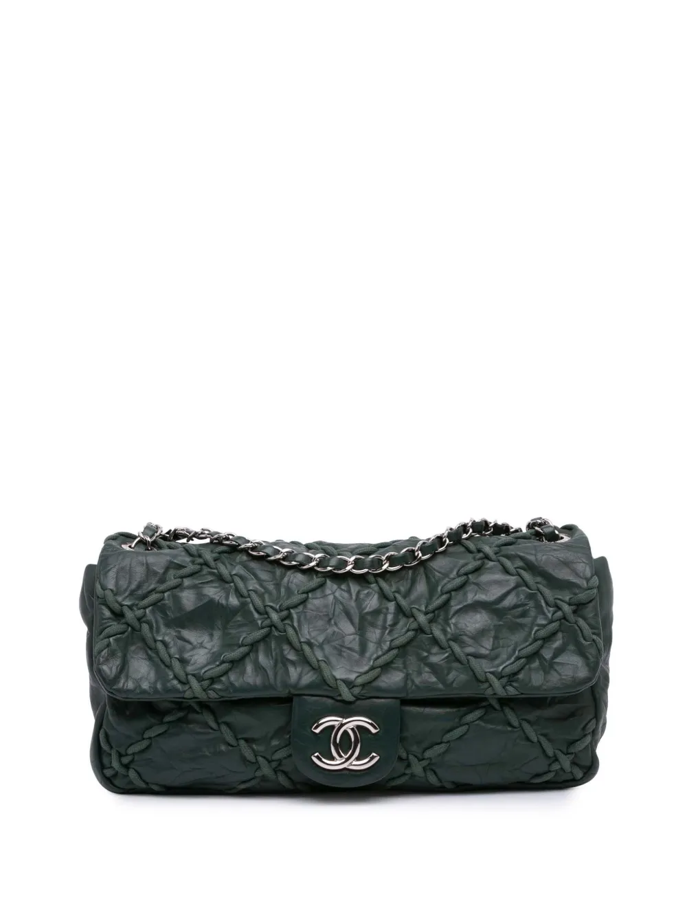 CHANEL Pre-Owned 2009-2010 ミディアム マトラッセ クリンクルカーフ ウルトラステッチ フラップ ショルダーバッグ CHANEL Pre-Owned 2009-2010 ミディアム マトラッセ クリンクルカーフ ウルトラステッチ フラップ ショルダーバッグ