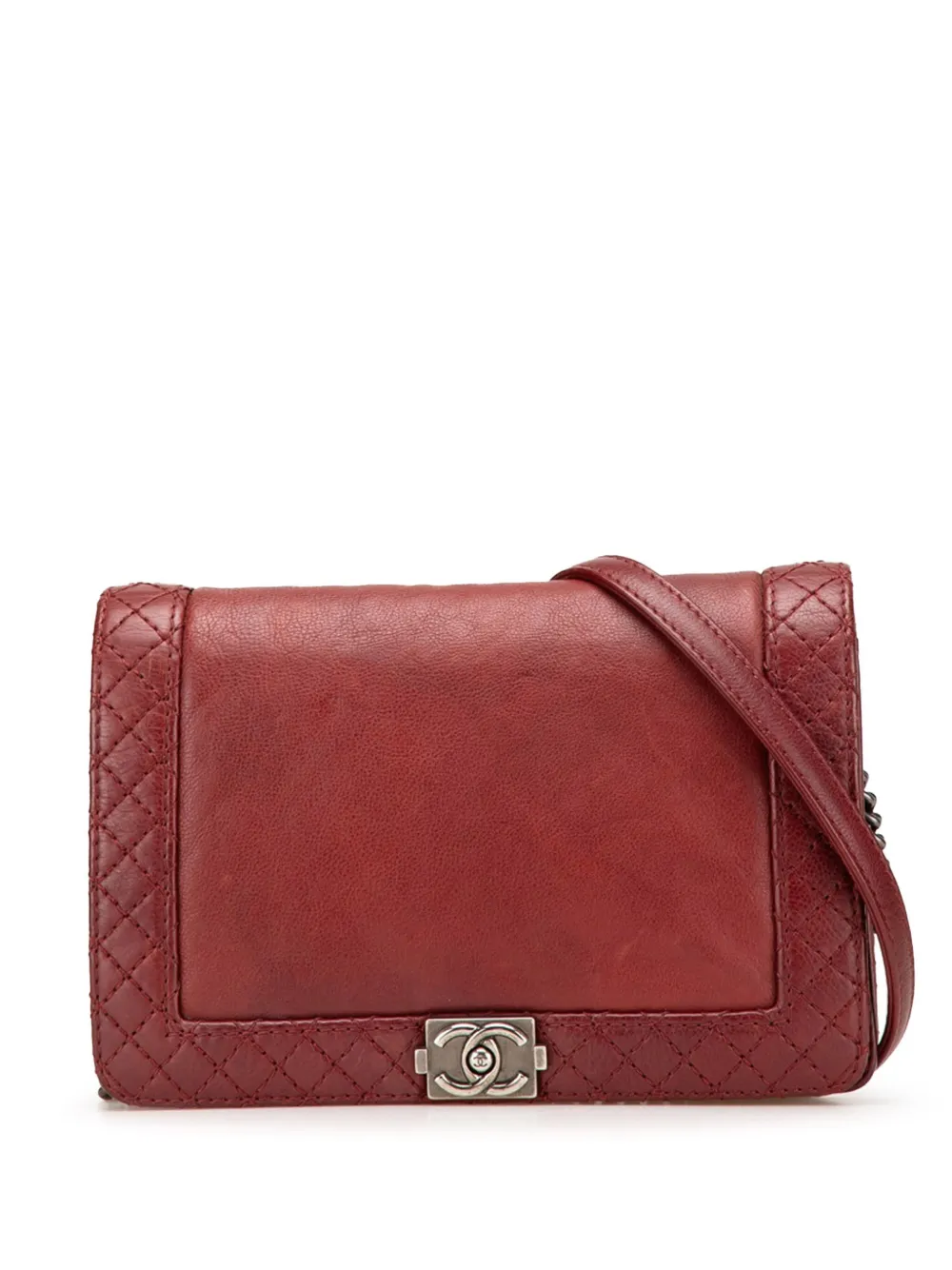 CHANEL Pre-Owned 2013-2014 スモール カーフスキン ボーイ リヴェルソ フラップ ショルダーバッグ - レッド CHANEL Pre-Owned 2013-2014 スモール カーフスキン ボーイ リヴェルソ フラップ ショルダーバッグ - レッド